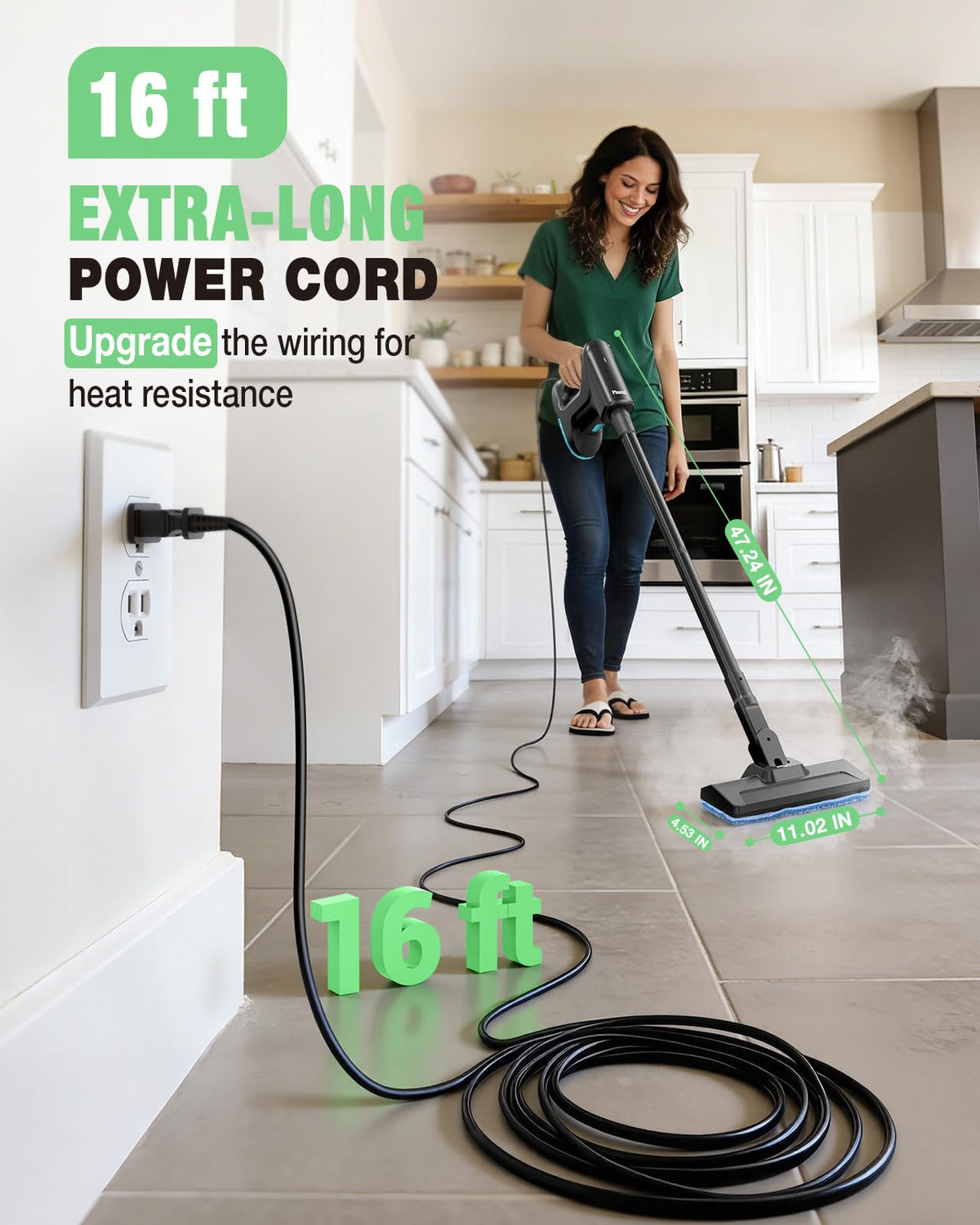 14-in-1 Lightweight Detachable Handheld Steam Mop Black B94035