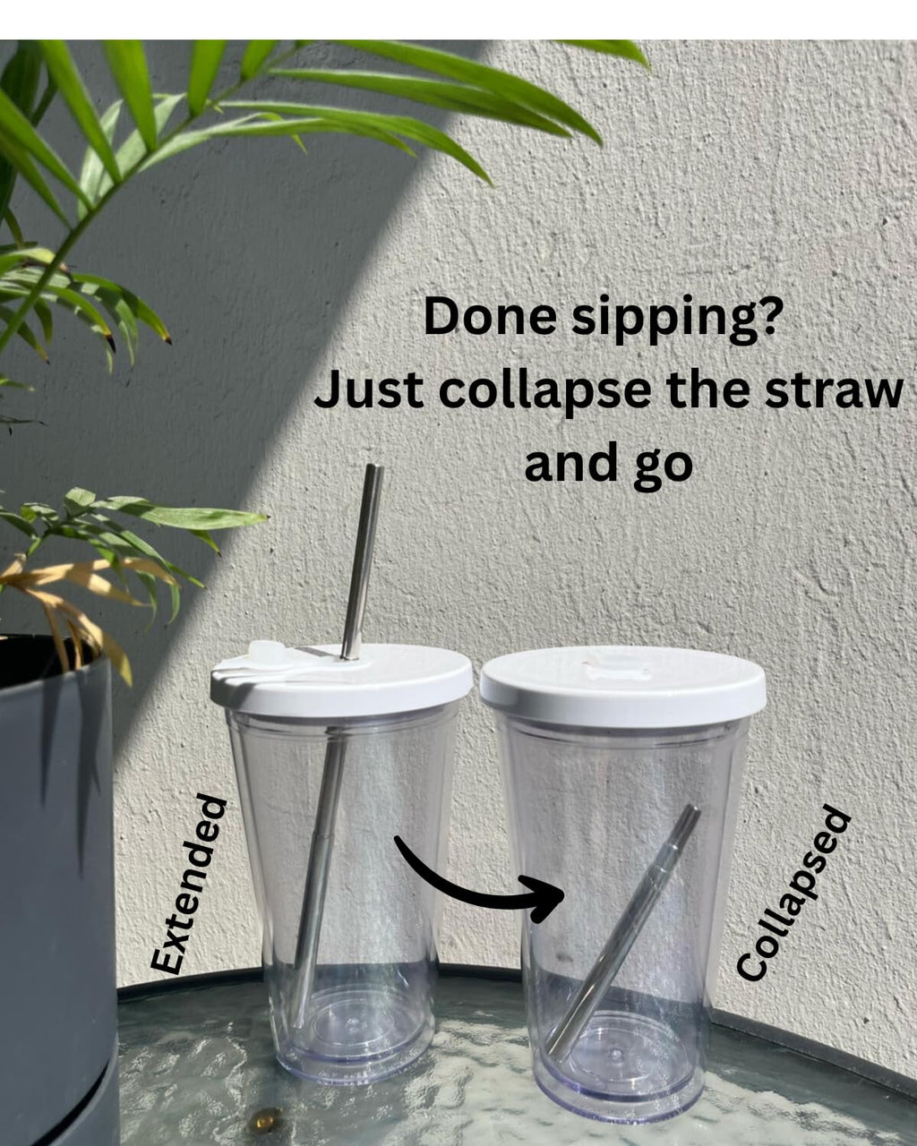 16 Oz Clear Plastic Insulated Tumbler with Lid and Straw S85180