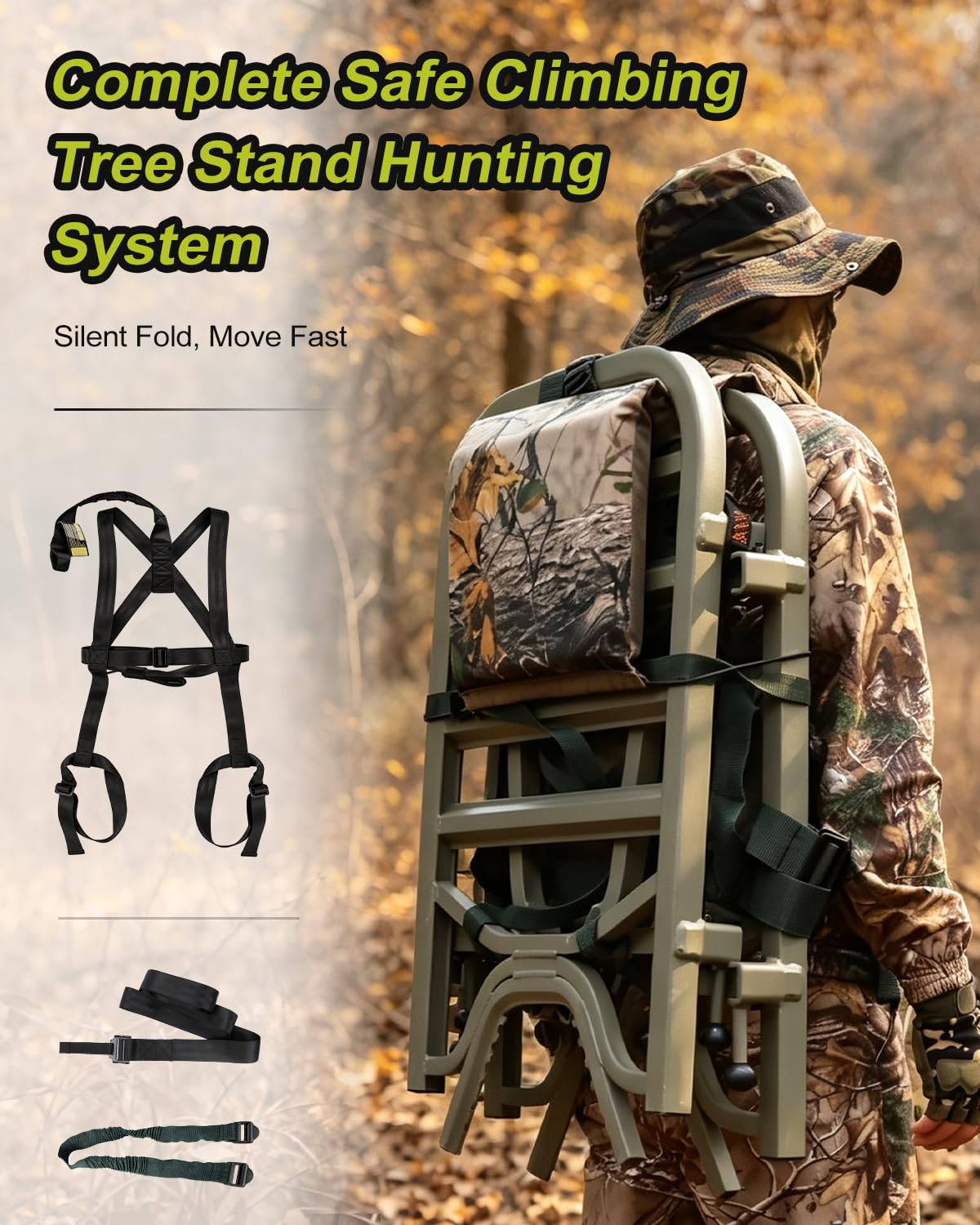 Climbing Tree Stand with Harness and Camo Seat Cushion K31303