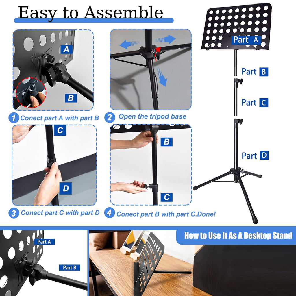 Height Adjustable Sheet Music Stand with Carrying Bag O910