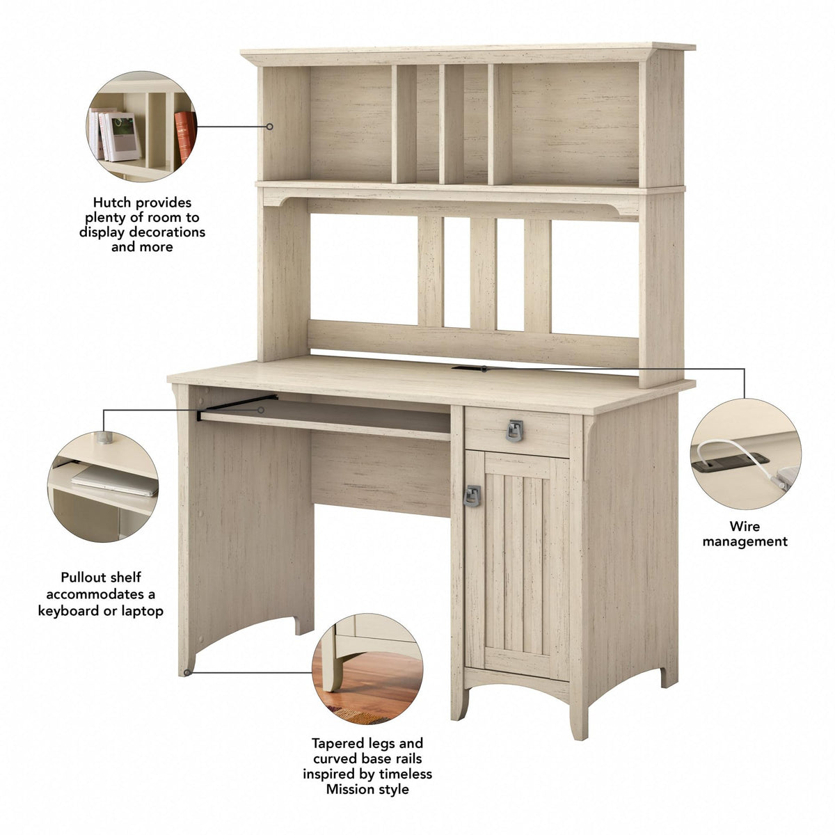 Small Computer Desk with Hutch D4306