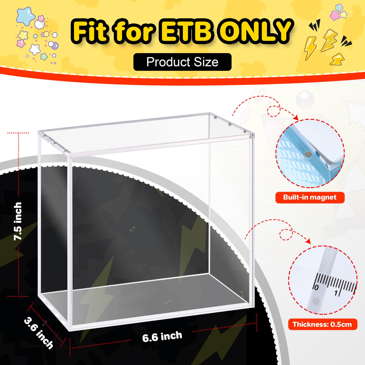 2 PCS 5mm Clear Acrylic Display Case N96373