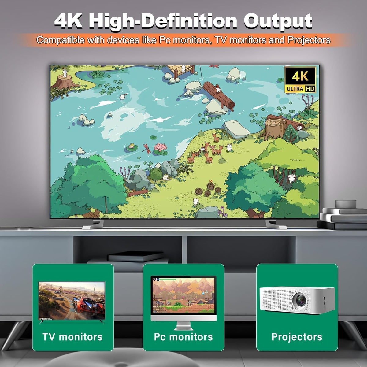 Retro Gaming Console Game Stick, 20,000+ Classic Video Games, 23 Emulators, Dual Wireless Controllers, 4K HDMI Output, 64GB K248628