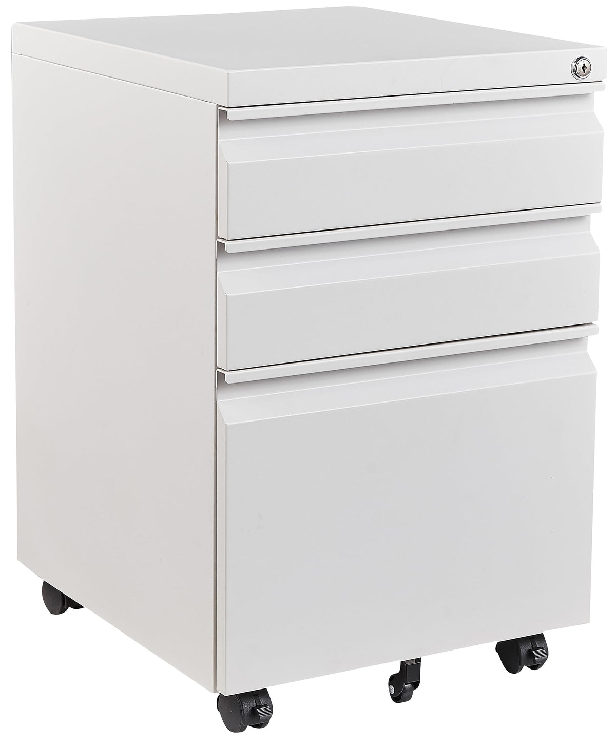 White 3 Drawer Metal File Cabinet with Lock D6393