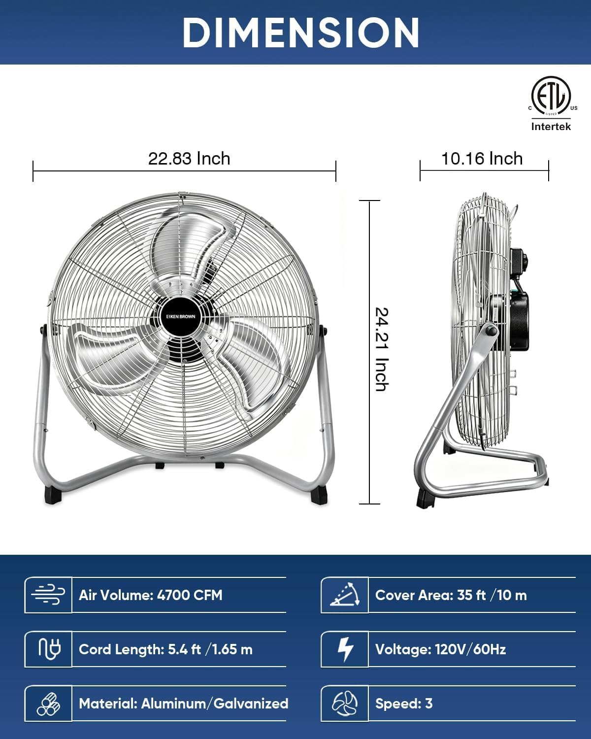 20 Inch 3 Speeds High Velocity Box Fan H81322