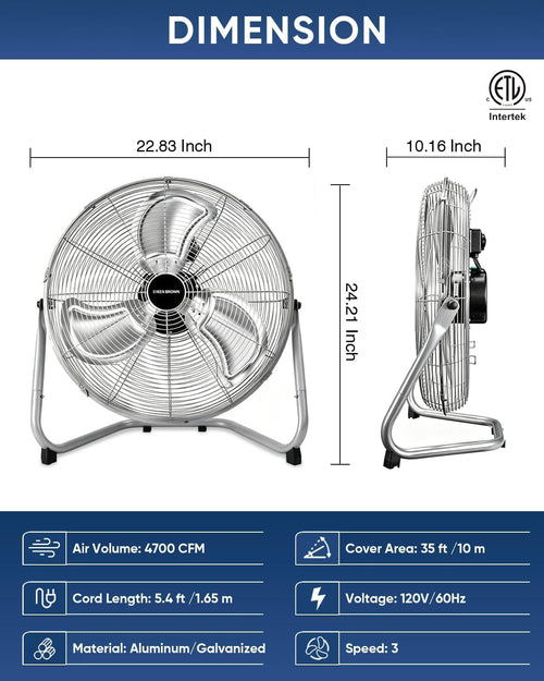 20 Inch 3 Speeds High Velocity Box Fan H81322