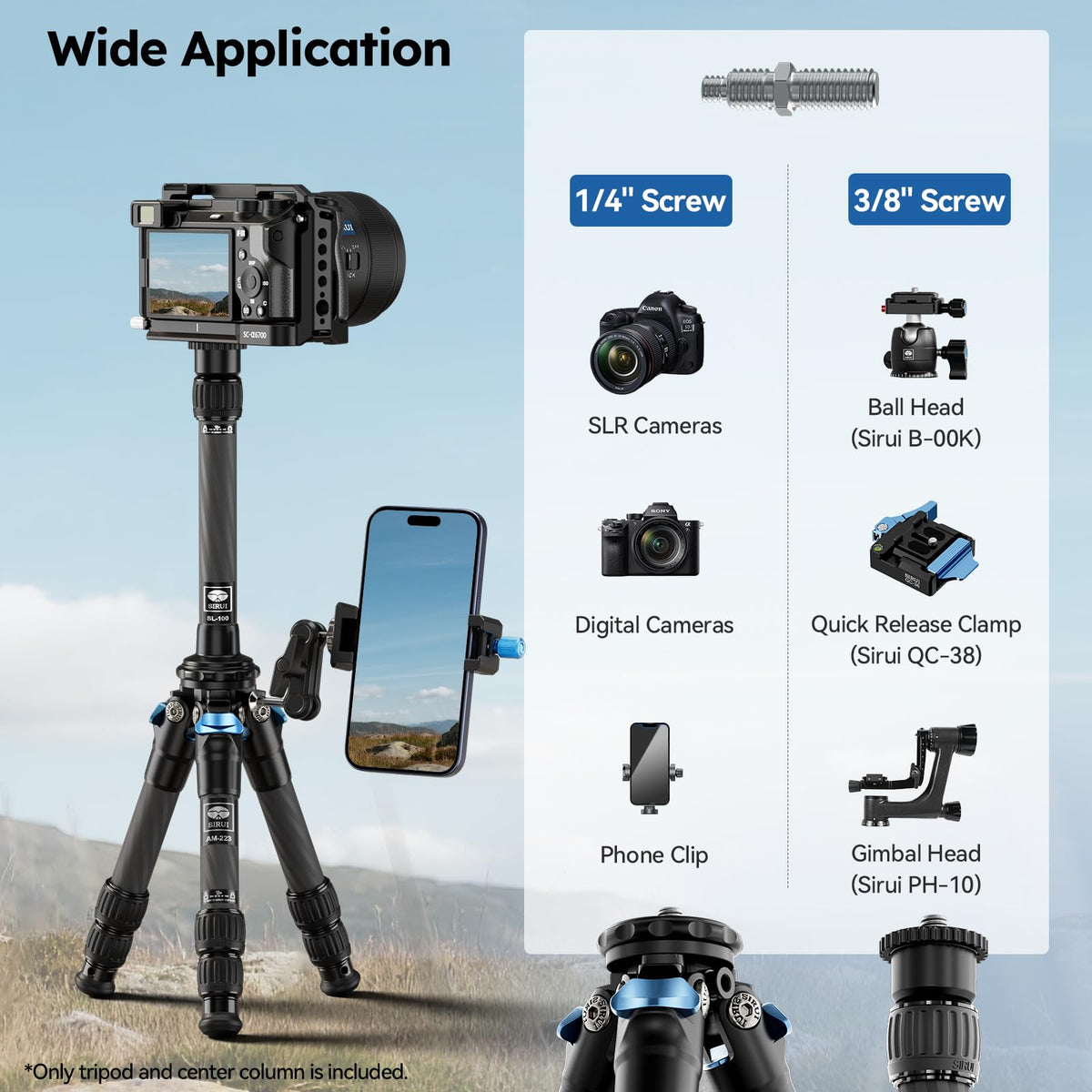 Lightweight Carbon Fiber Mini Travel Tripod M807804