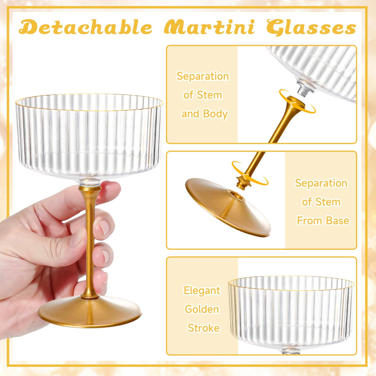24 Pcs 9 Oz Champagne Martini Glasses Set E539