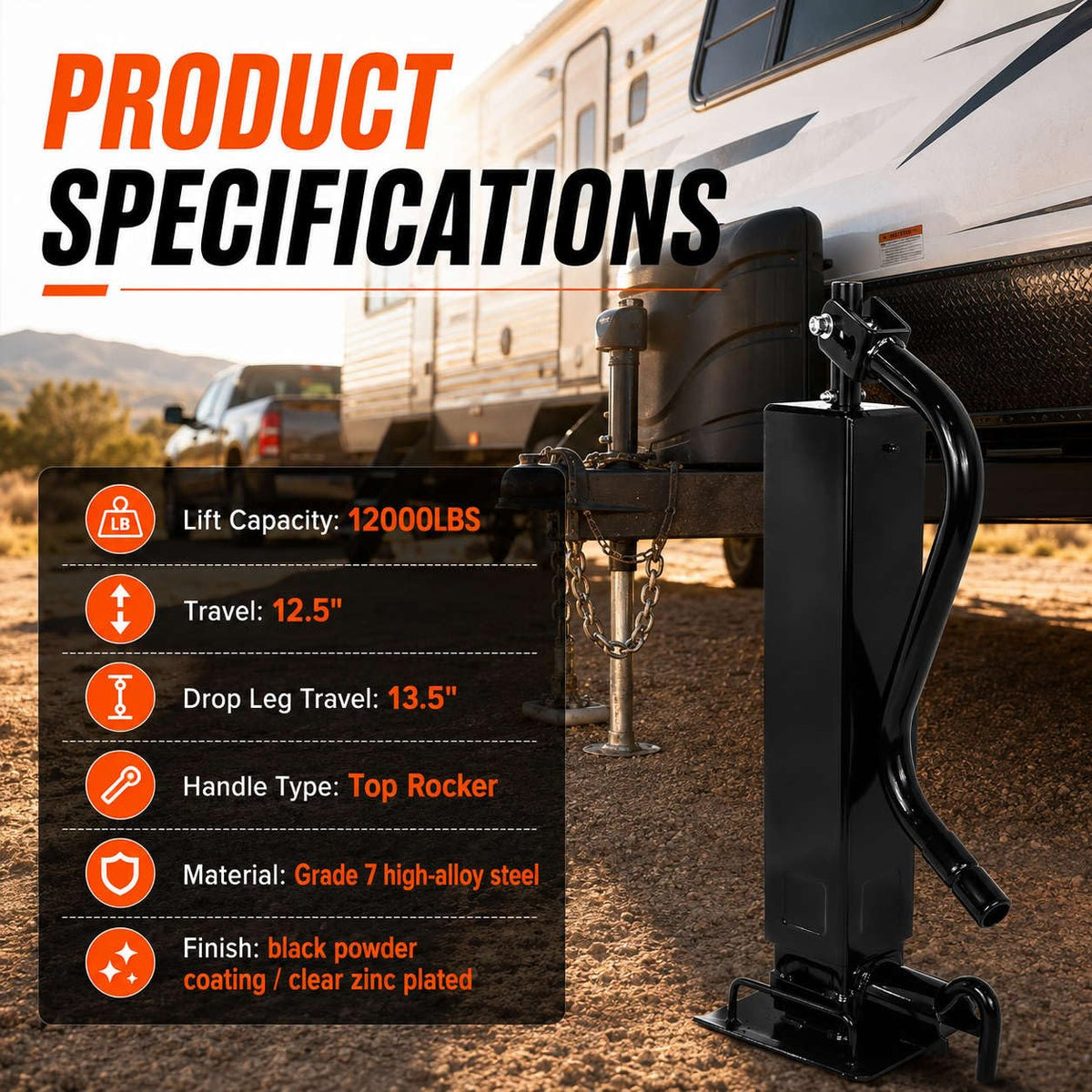 12000lbs Adjustable Drop Leg Trailer Jack D525909