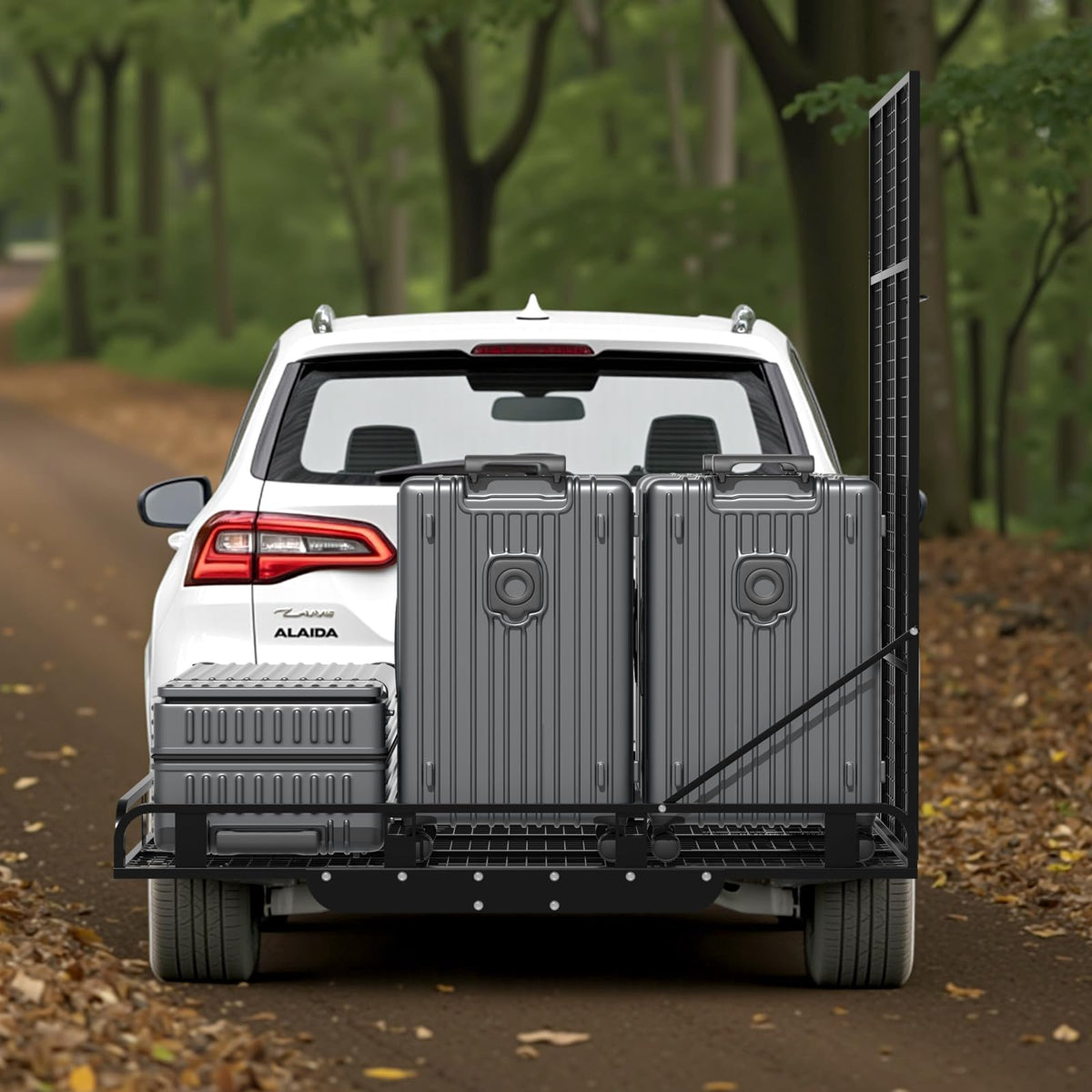 Hitch Cargo Carrier, 800lb Capacity Aluminum Cargo Basket with Folding Ramp M8664