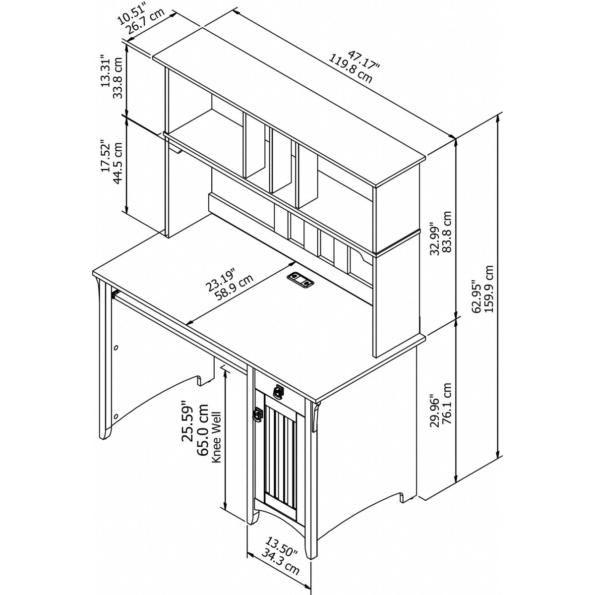 Small Computer Desk with Hutch D4306