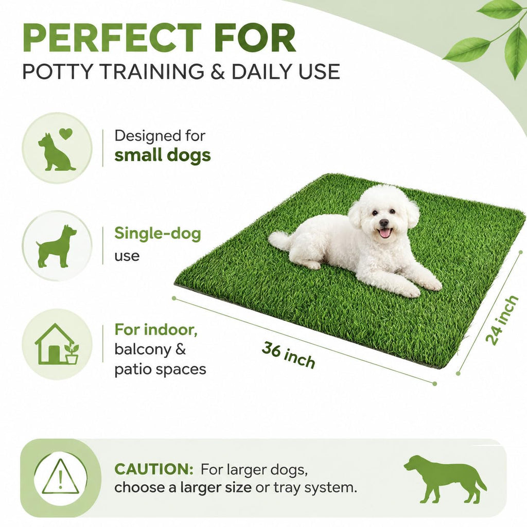 Artificial Grass Dog Potty Pad 24 x 36 in Non-Slip Washable E824