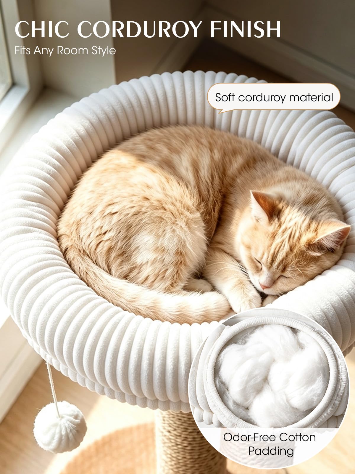 52" Corduroy Cat Tree Tower I291251