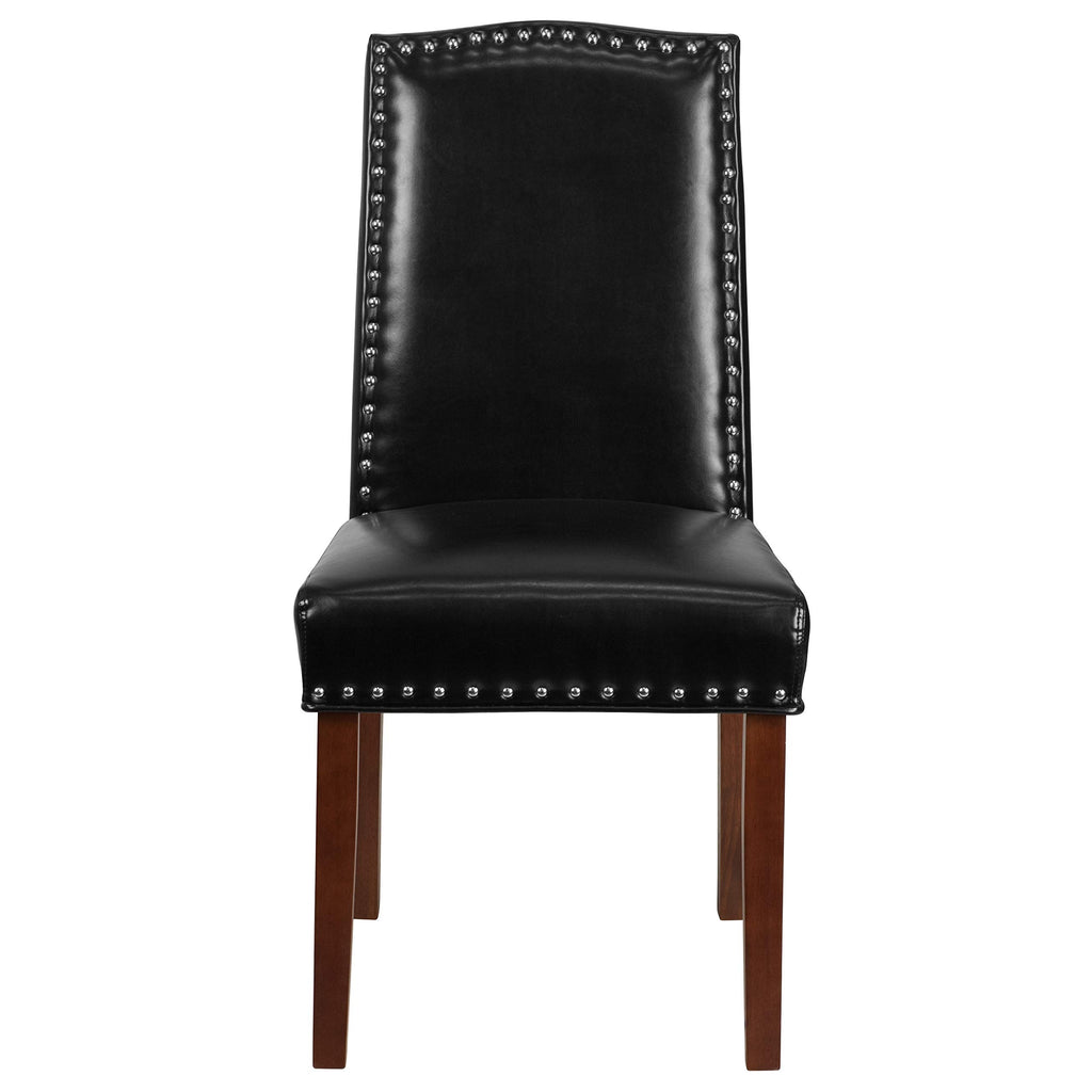 Black LeatherSoft Parsons Chair with Nail Trim C511529