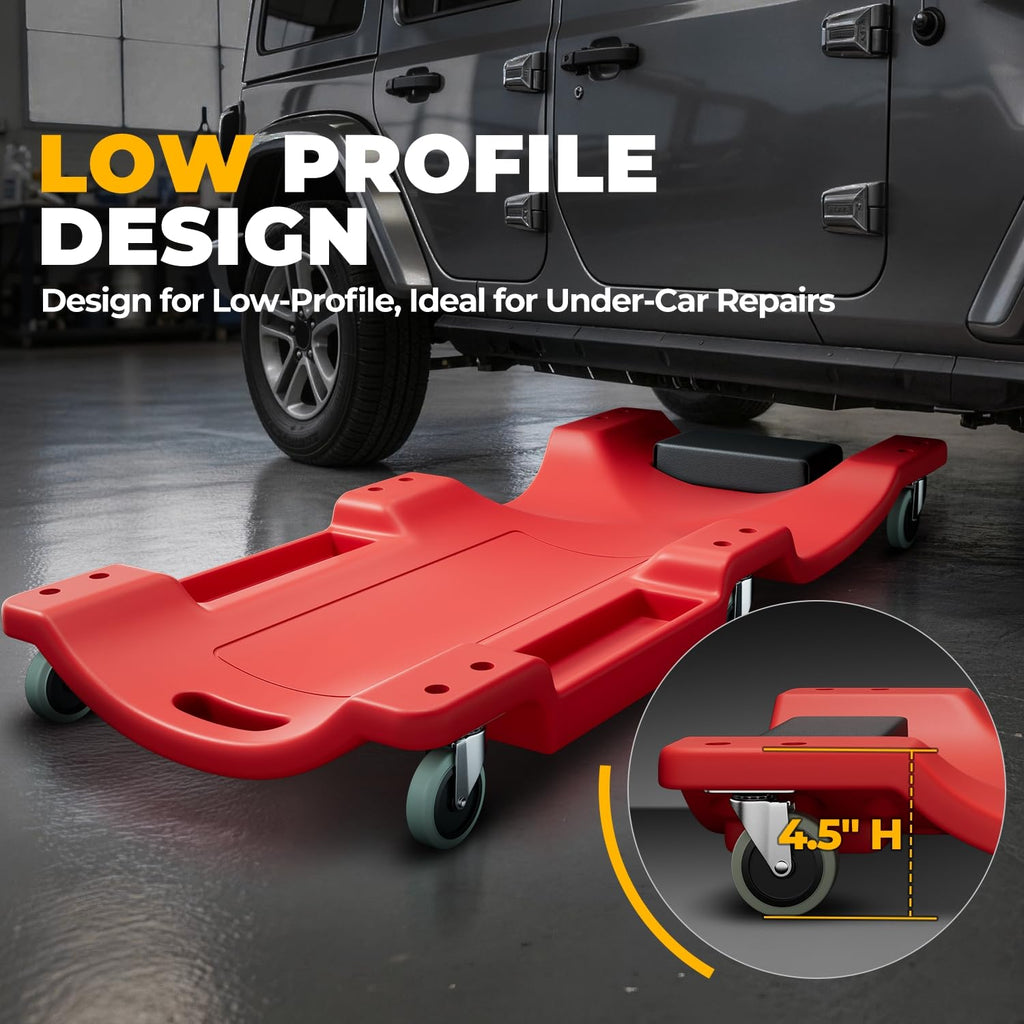 40 in Low-Profile Rolling Mechanic Creeper, Red A615036