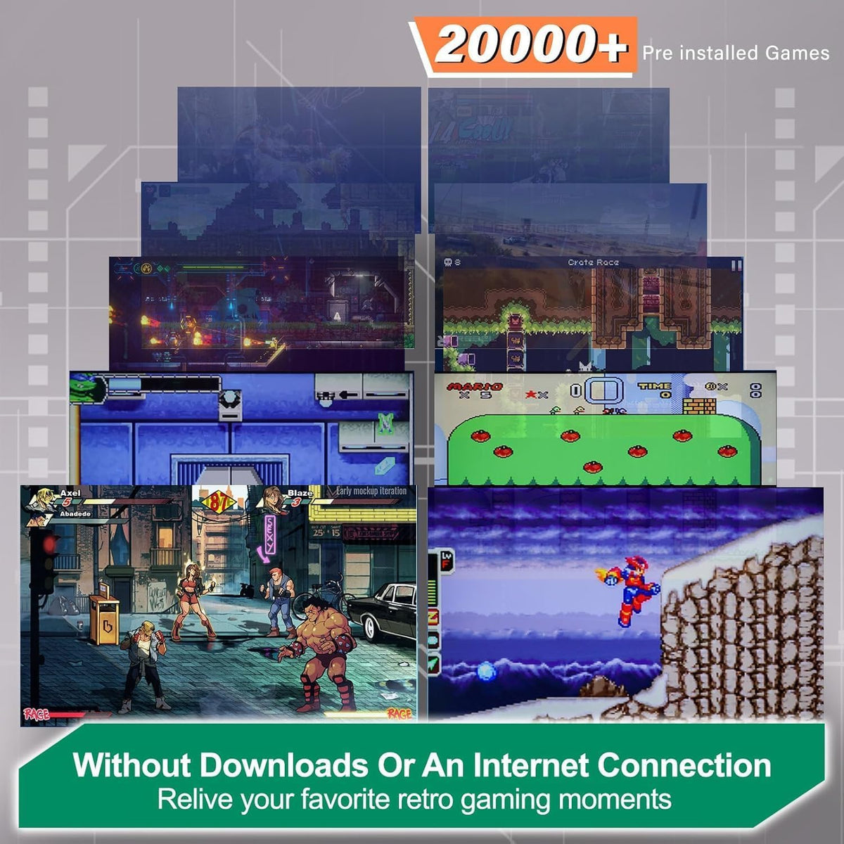 Retro Gaming Console Game Stick, 20,000+ Classic Video Games, 23 Emulators, Dual Wireless Controllers, 4K HDMI Output, 64GB K248628
