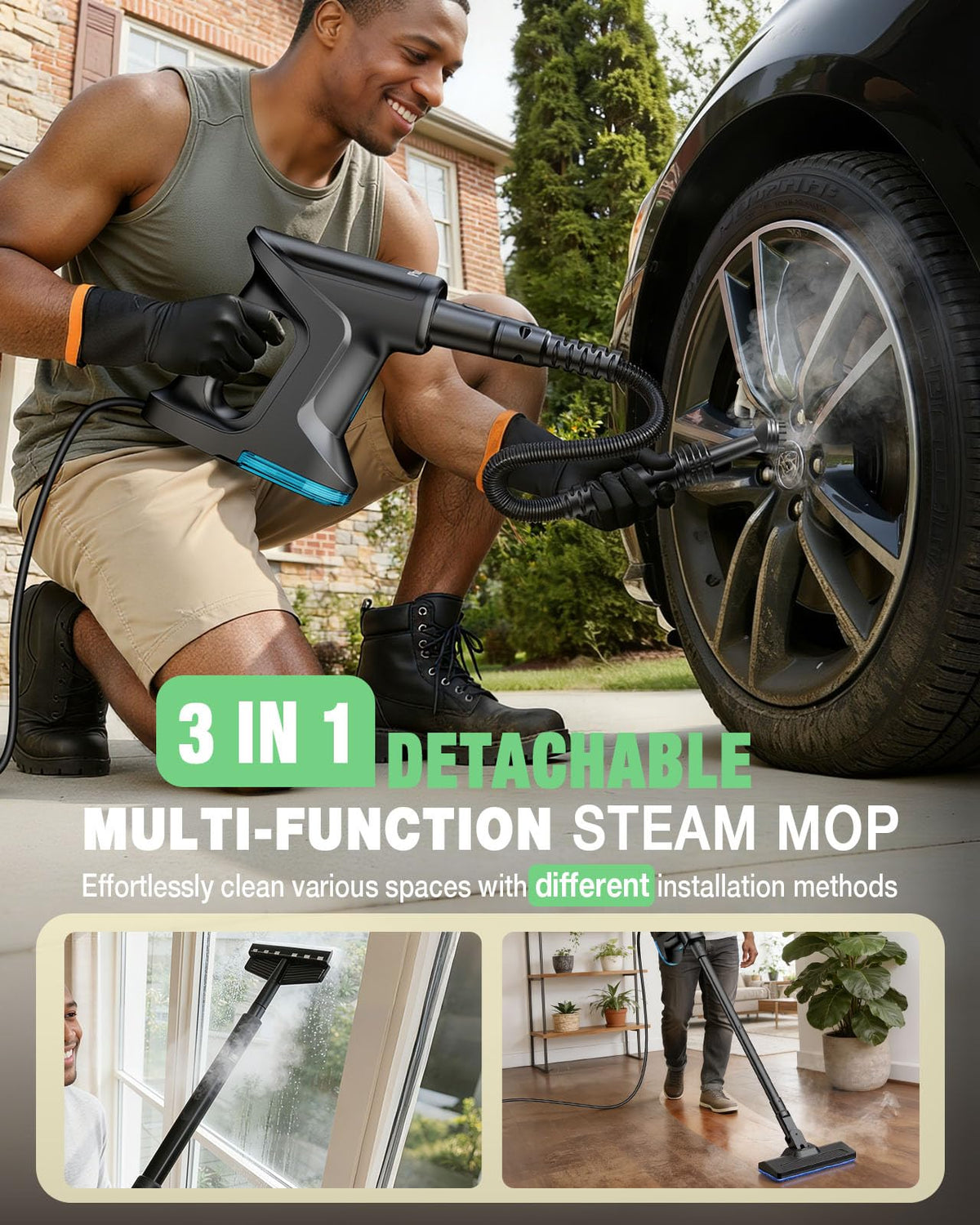 14-in-1 Lightweight Detachable Handheld Steam Mop Black B94035