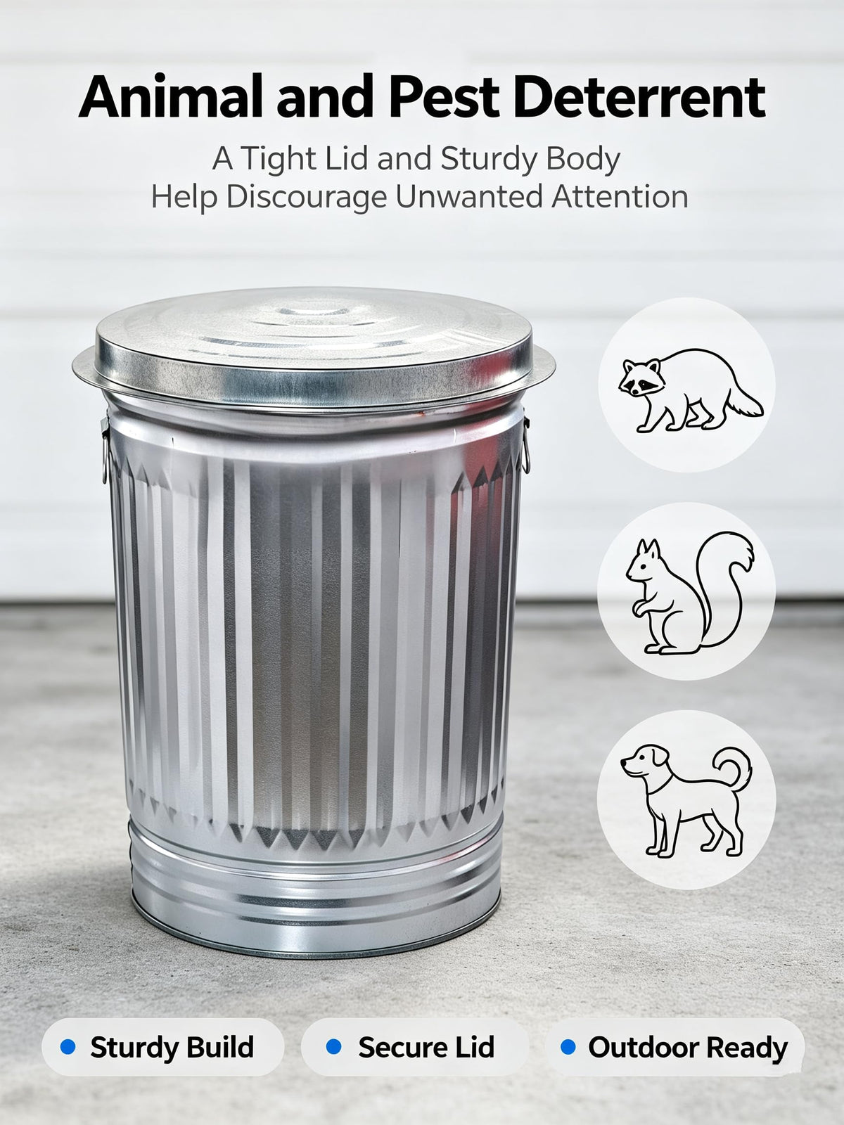 31 Gallon Galvanized Steel Locking Lid Trash Can D3630