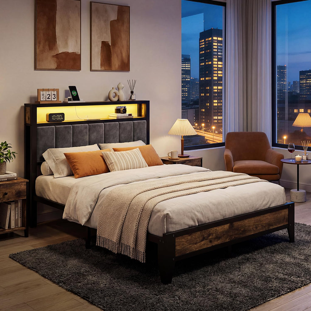 Full Size Bed Frame with Headboard P404