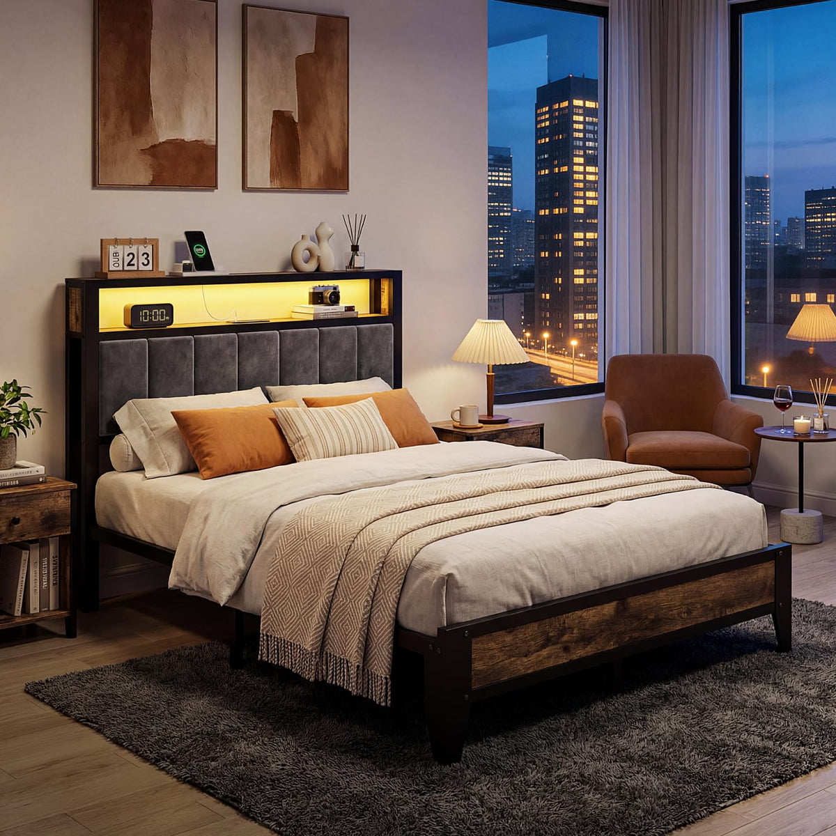 Full Size Bed Frame with Headboard P404