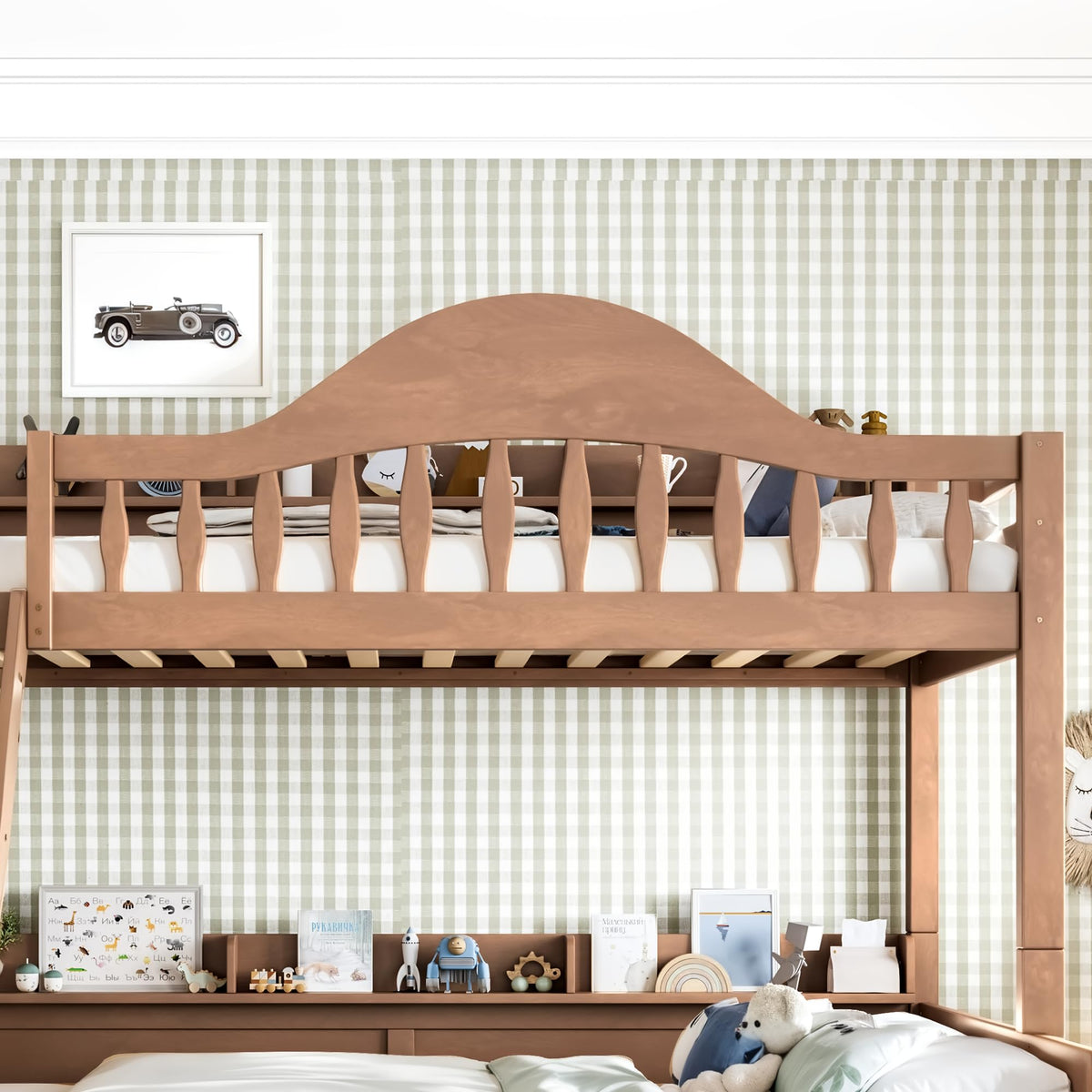 Twin Over Full Size Wooden Bunk Bed with Drawers & Ladder I527752
