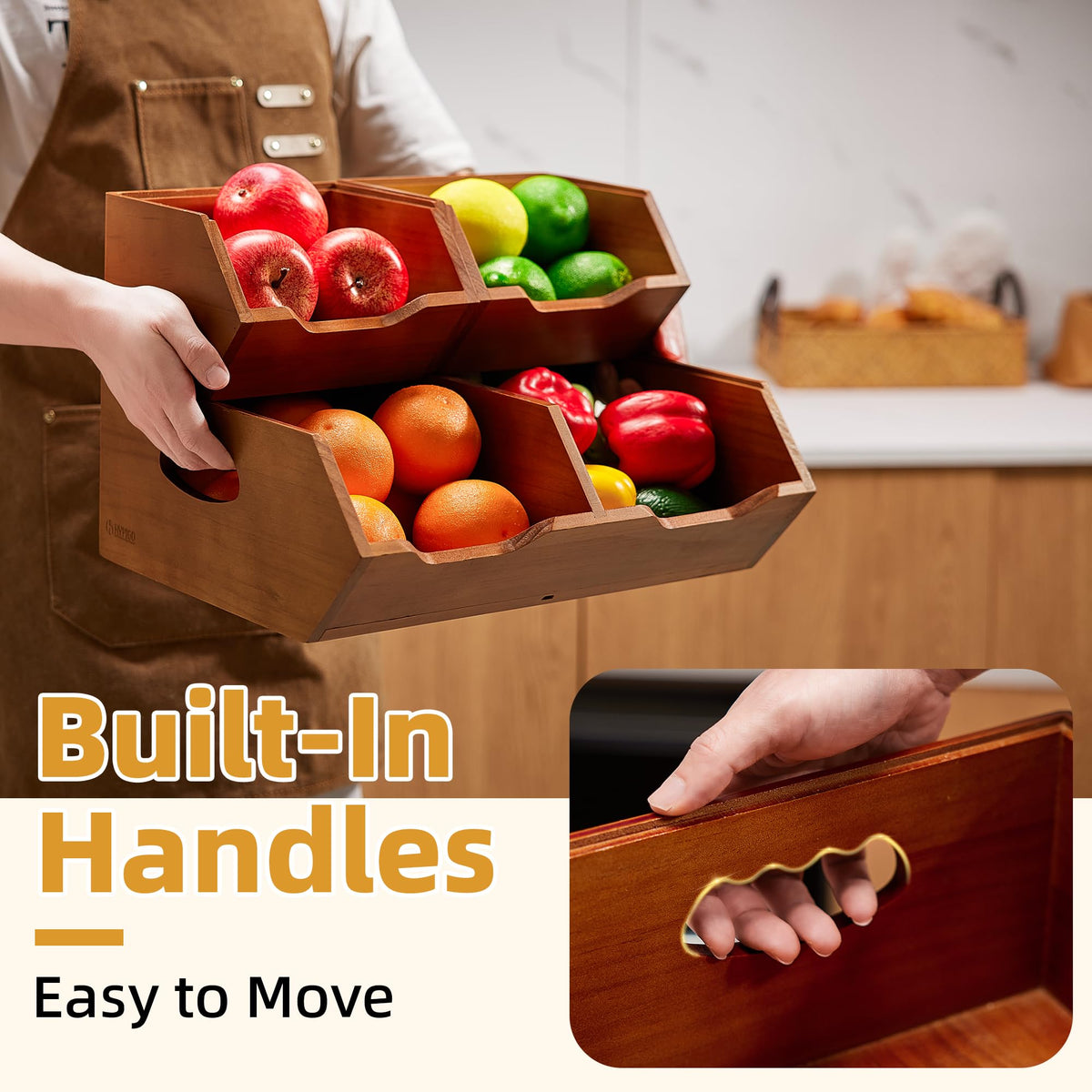 Wood 2-tier Stackable Pantry Organizer J519
