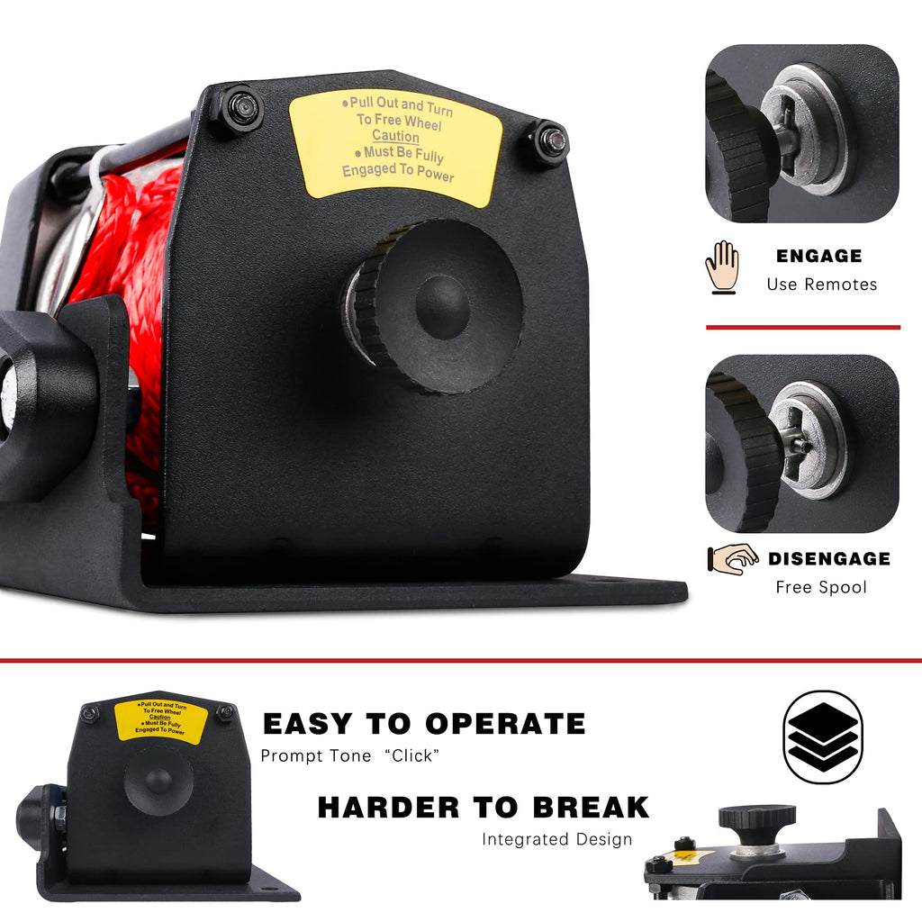 12V 3000LBS Synthetic Rope Electric Winch with Mounting Bracket L93848