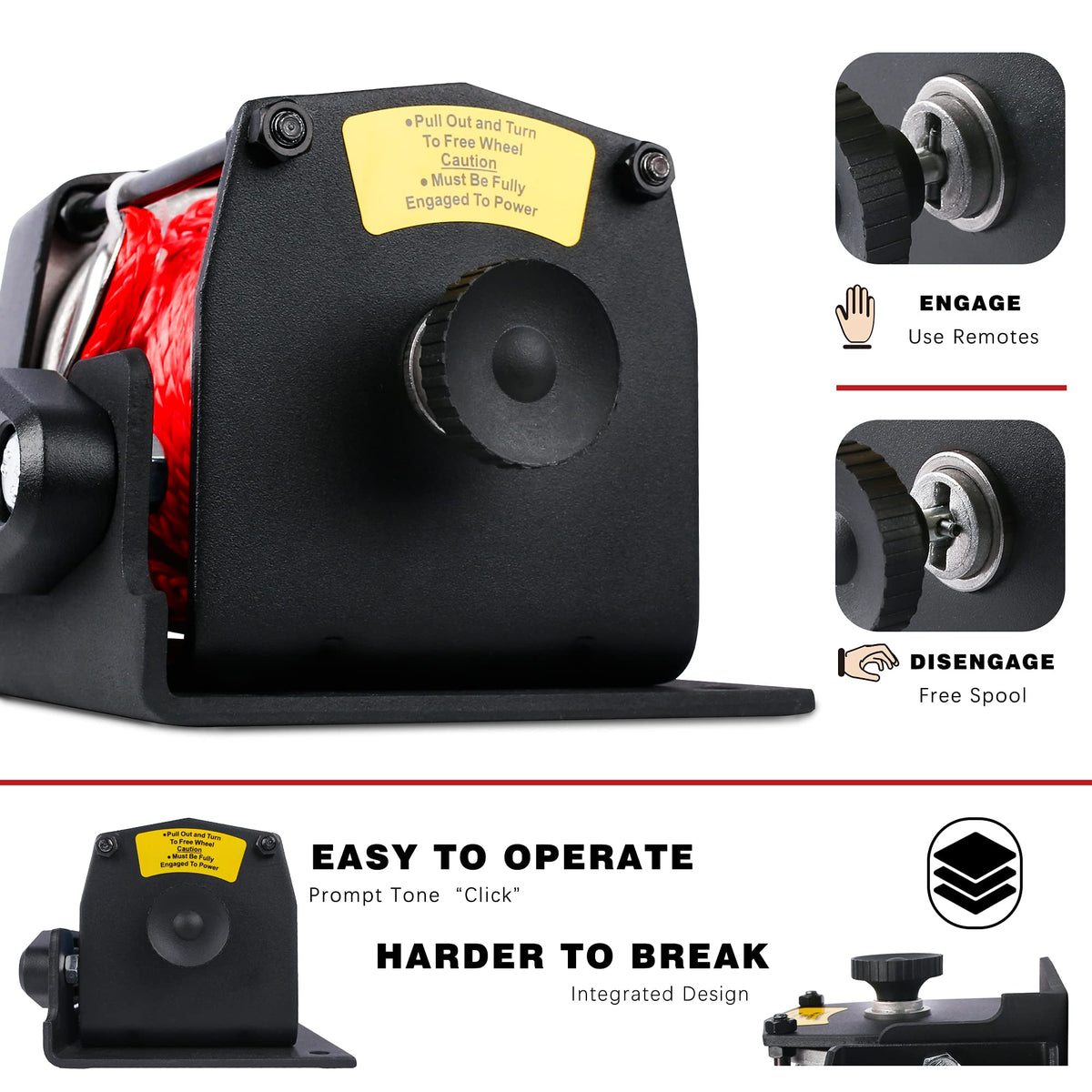12V 3000LBS Synthetic Rope Electric Winch with Mounting Bracket L93848