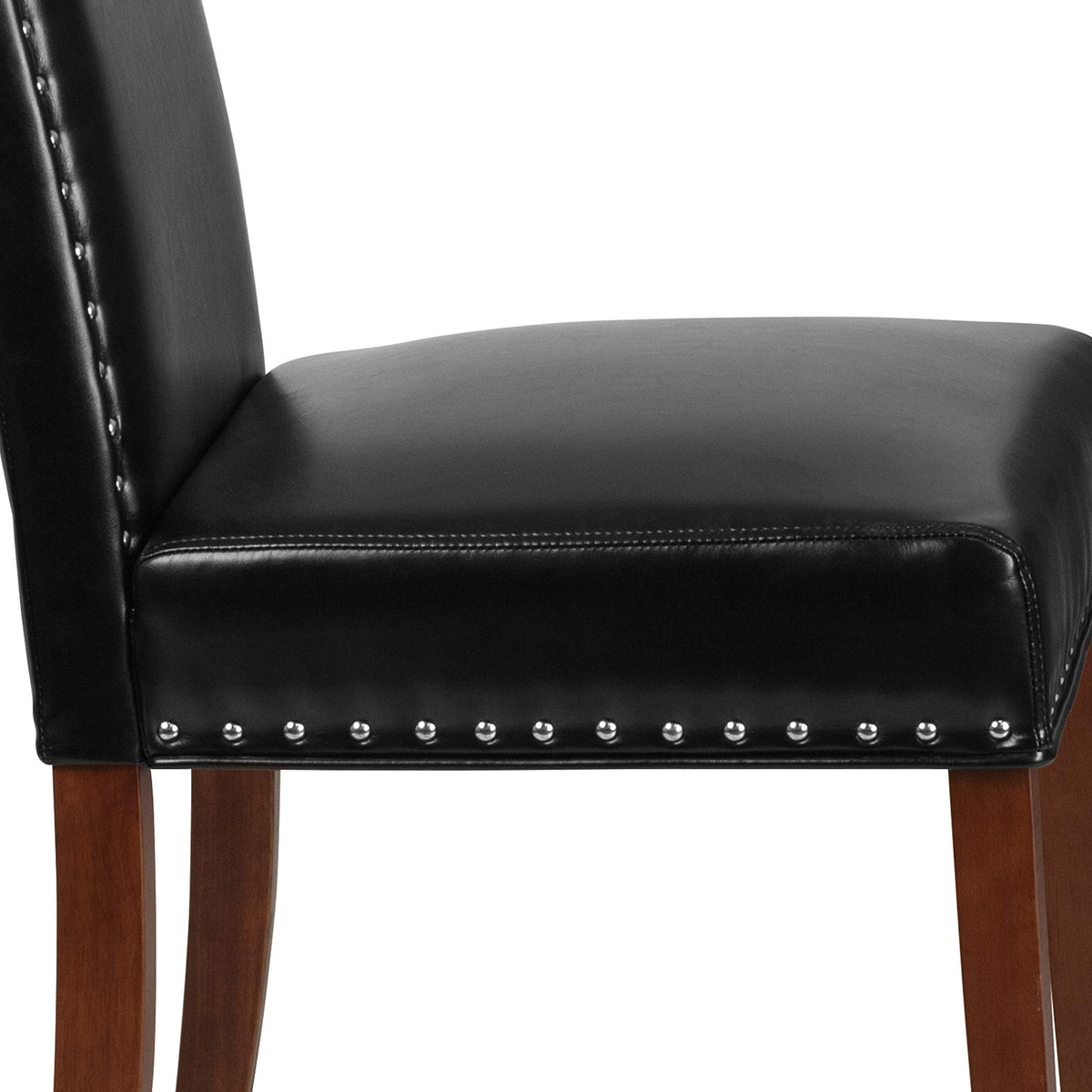 Black LeatherSoft Parsons Chair with Nail Trim C511529
