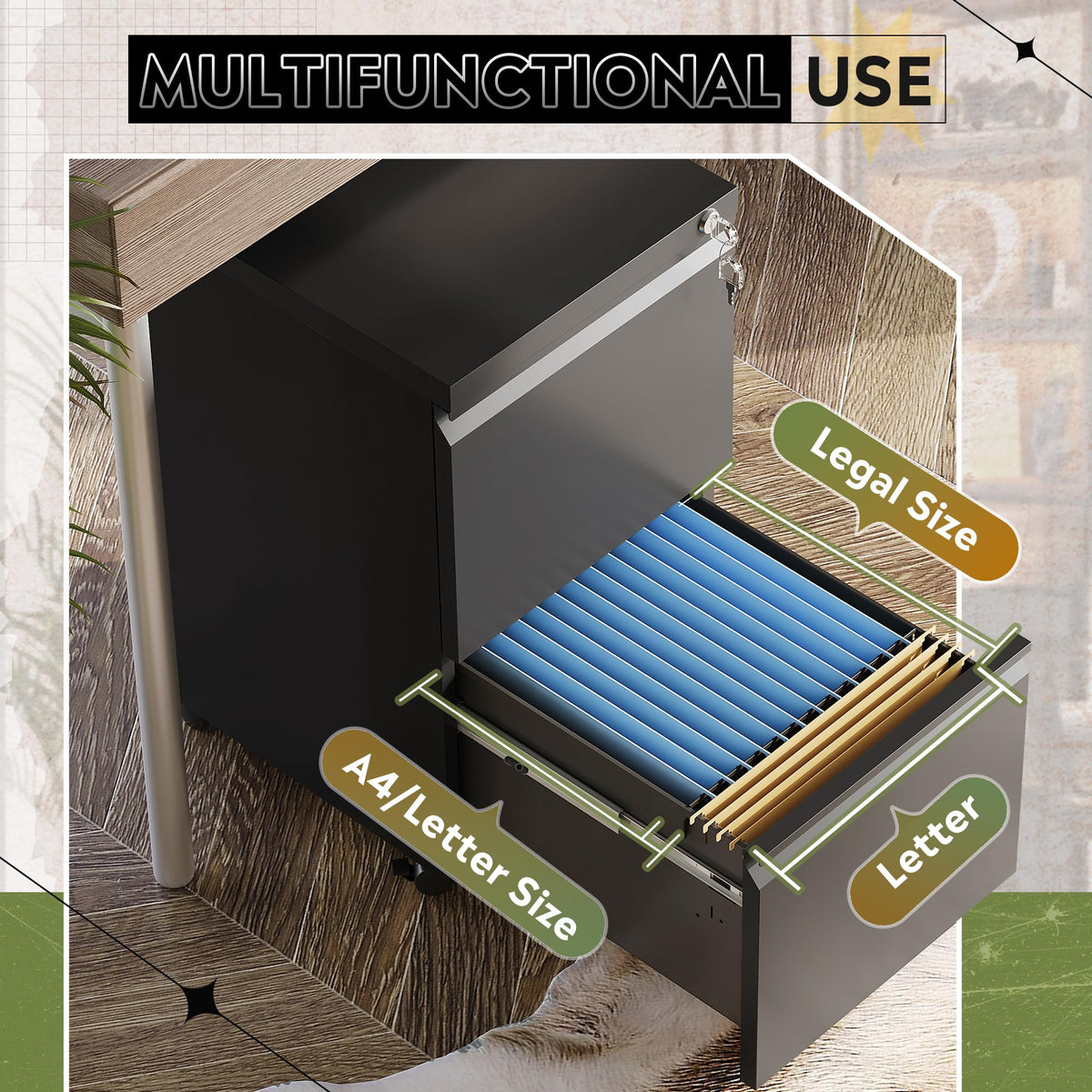 2 Drawer Metal File Cabinet Q1582