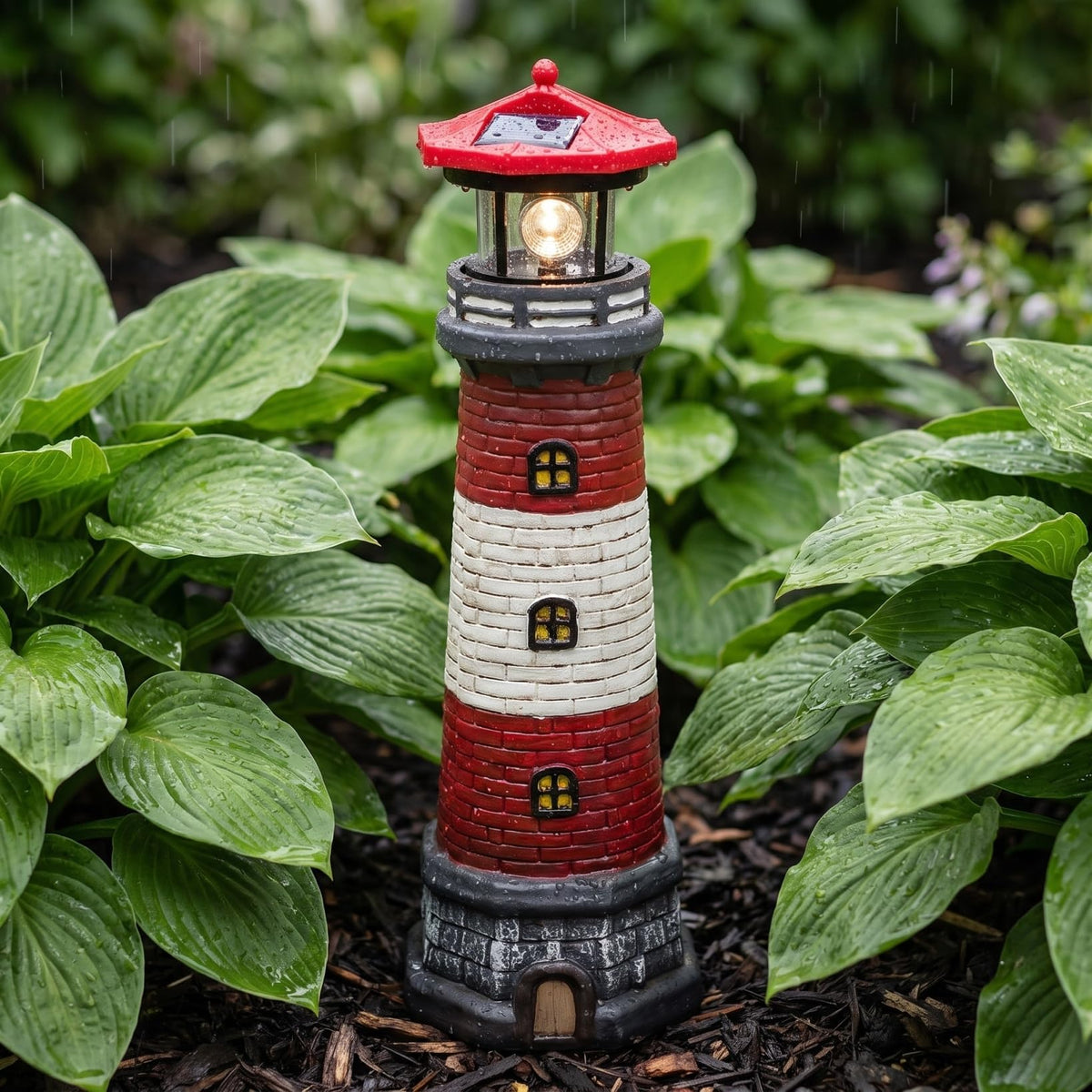 15" Solar Lighthouse Garden Statue J4621