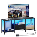 Black TV Stand with LED Lights and Fabric Drawer U1672