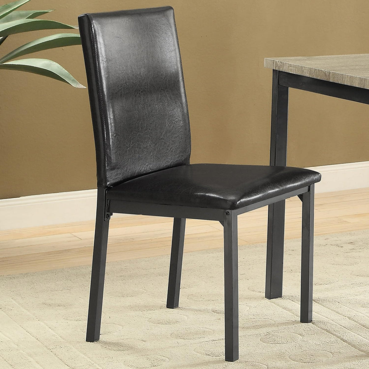Black Leatherette Dining Chairs Set of 2 F167274