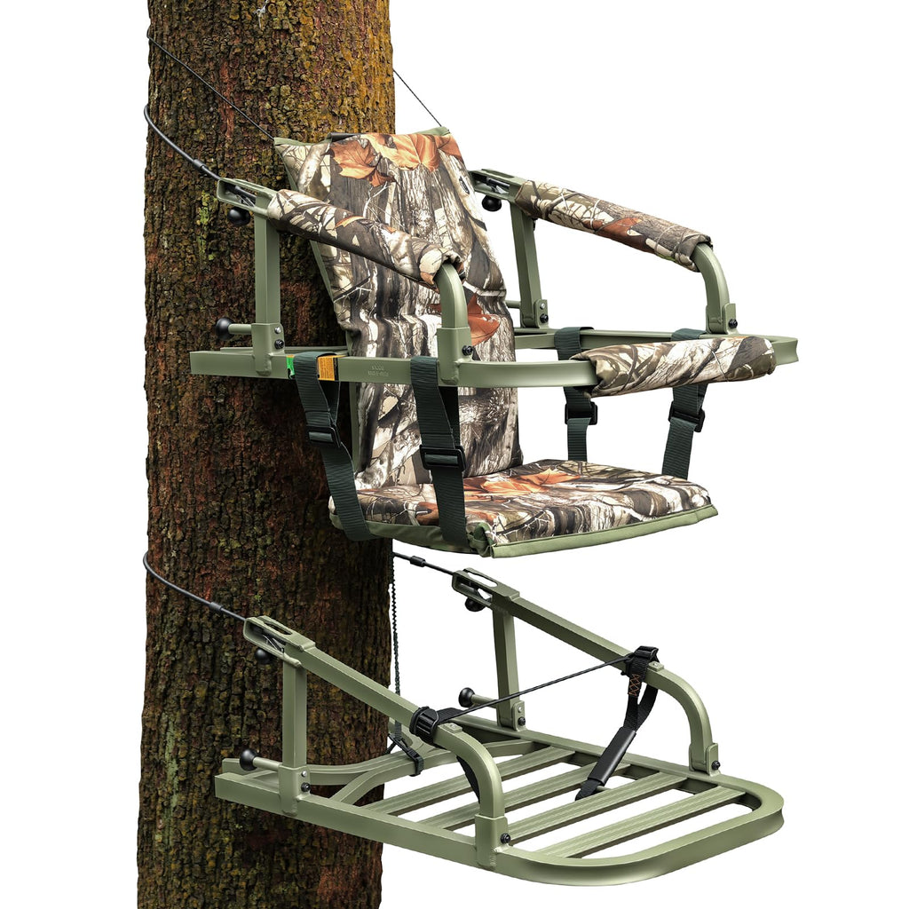 Climbing Tree Stand with Harness and Camo Seat Cushion K31303