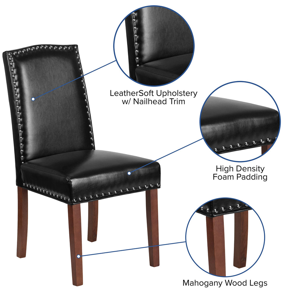 Black LeatherSoft Parsons Chair with Nail Trim C511529