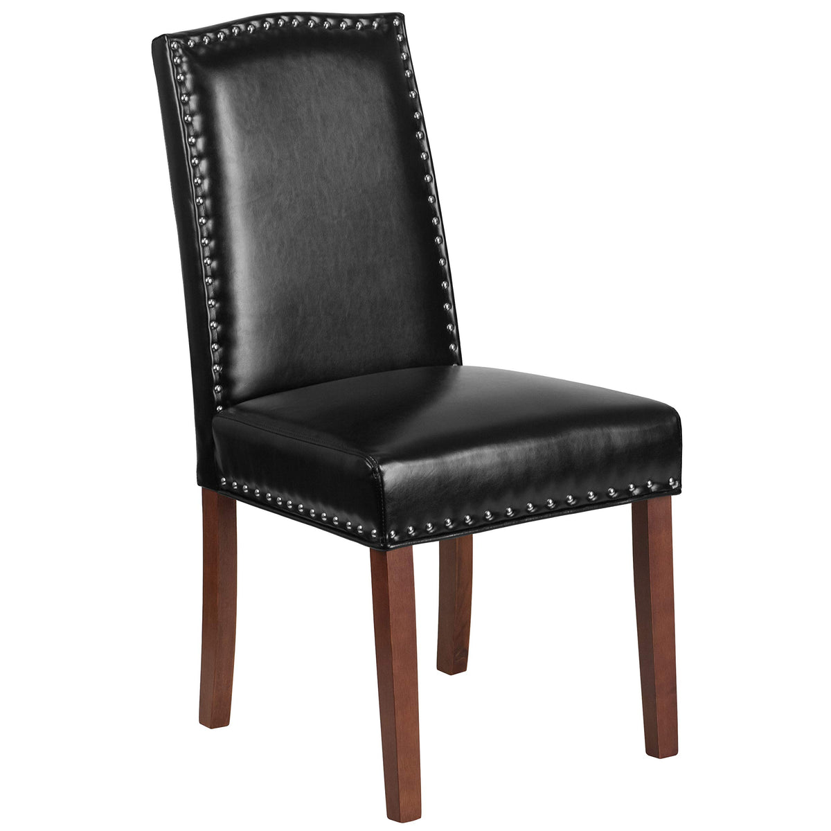 Black LeatherSoft Parsons Chair with Nail Trim C511529