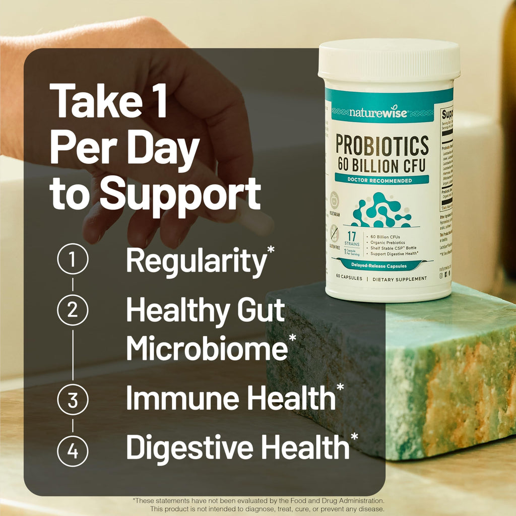 60 Billion CFU 17 Strains Probiotics with Prebiotics 30 Capsules W77891