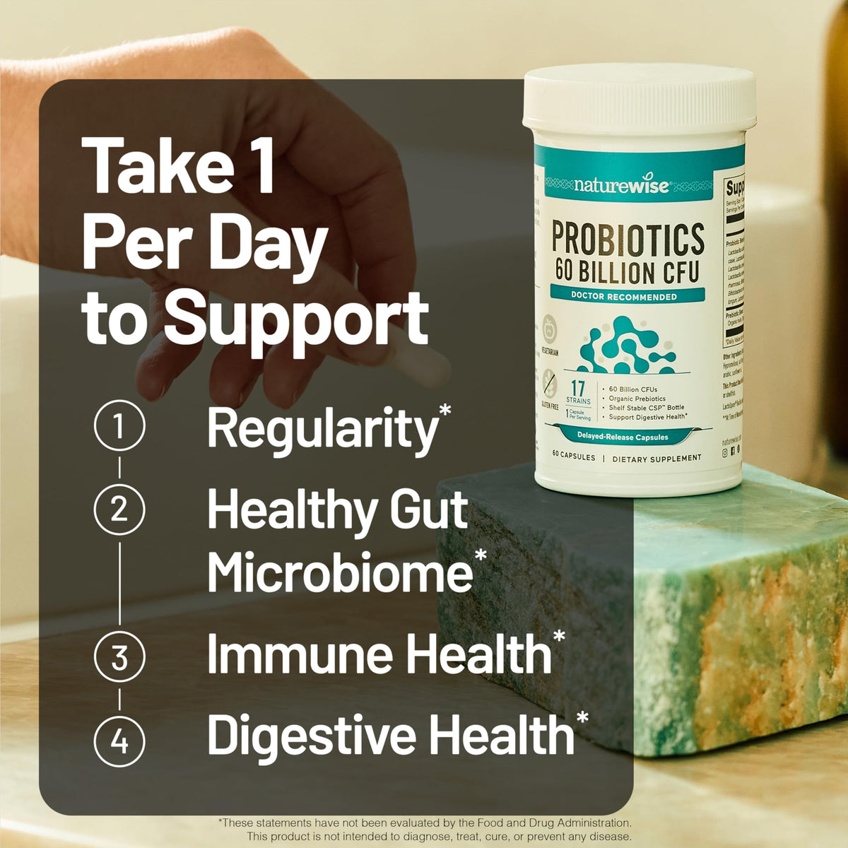 60 Billion CFU 17 Strains Probiotics with Prebiotics 30 Capsules W77891