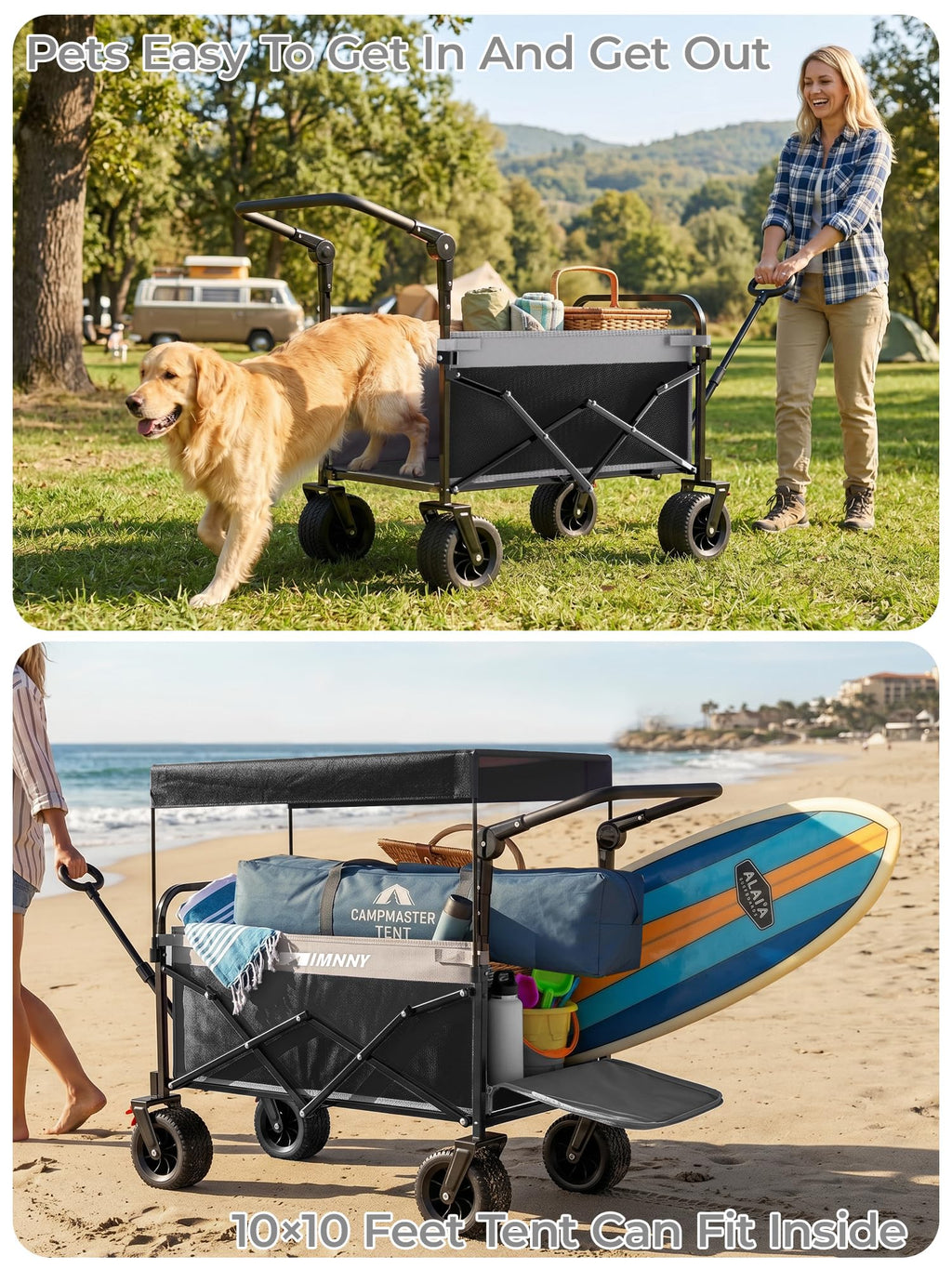 Collapsible Wagon with Canopy Black S111075