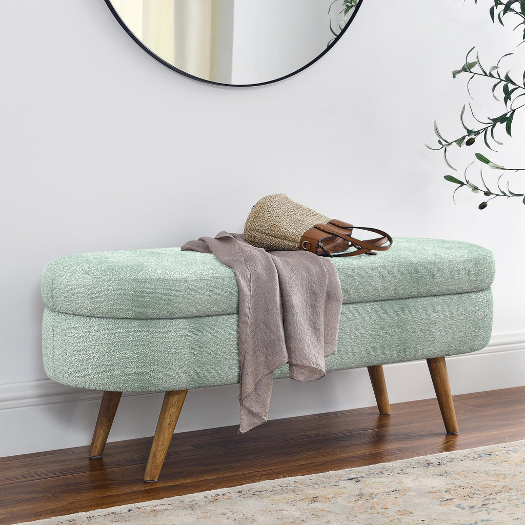Oval Storage Bench with Rubber Wood Legs O25153
