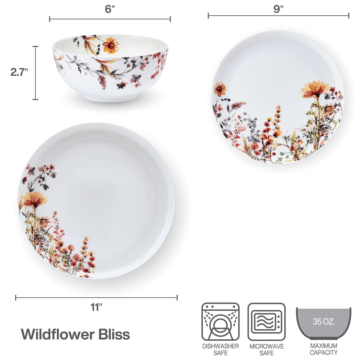 12 Piece Floral Bone China Dinnerware Set Z566695