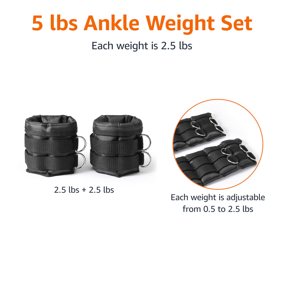 Adjustable Ankle Weights, Black W976