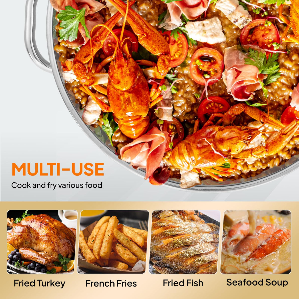 60QT Aluminum Seafood Boil Pot with Basket Y793723