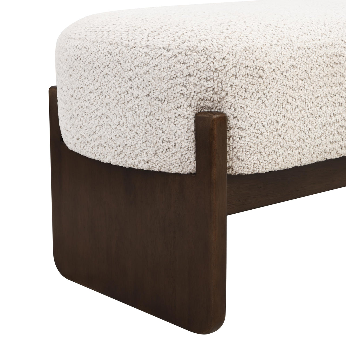 Beige Brown Loop Yarn Fabric Ottoman Bench F740