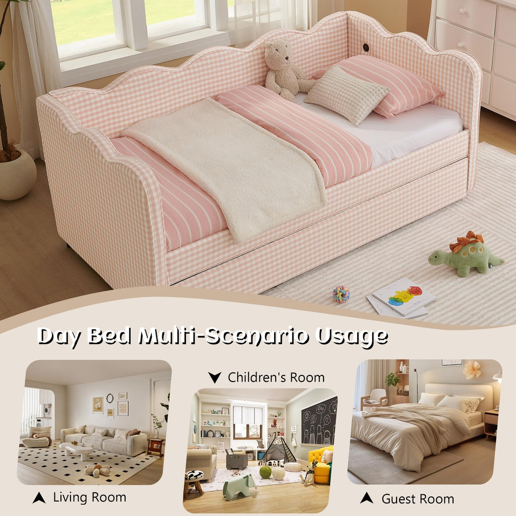 Twin to King Upholstered Daybed with Pop Up Trundle Bed V2722