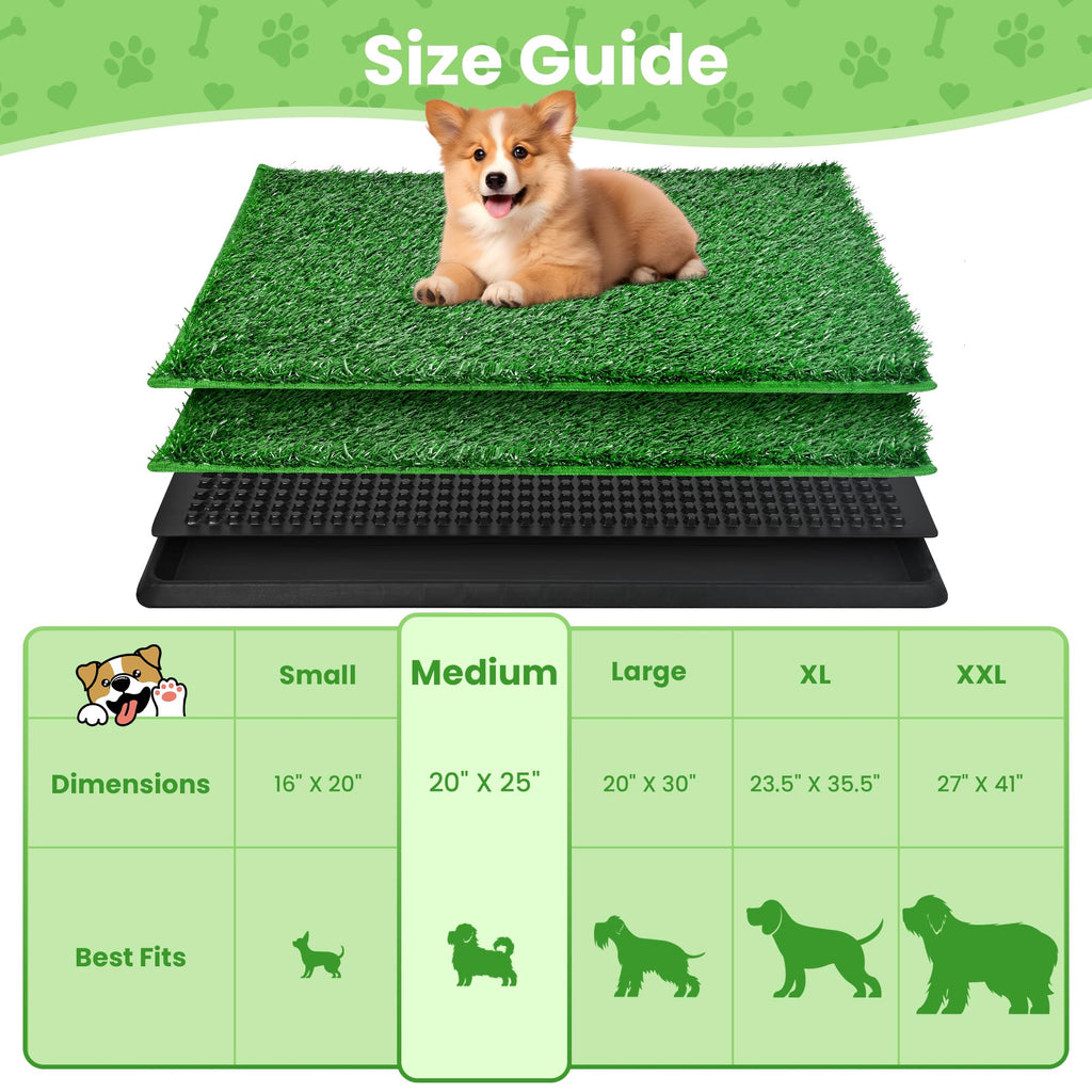 20x25 Inch Reusable Artificial Turf Dog Grass Pad with Tray T9673