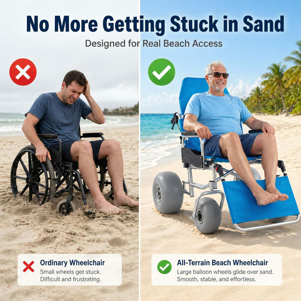 Beach Wheelchair with Balloon Tires B109336