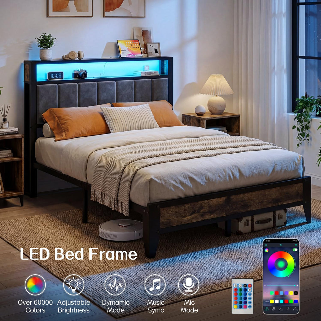 Full Size Bed Frame with Headboard P404