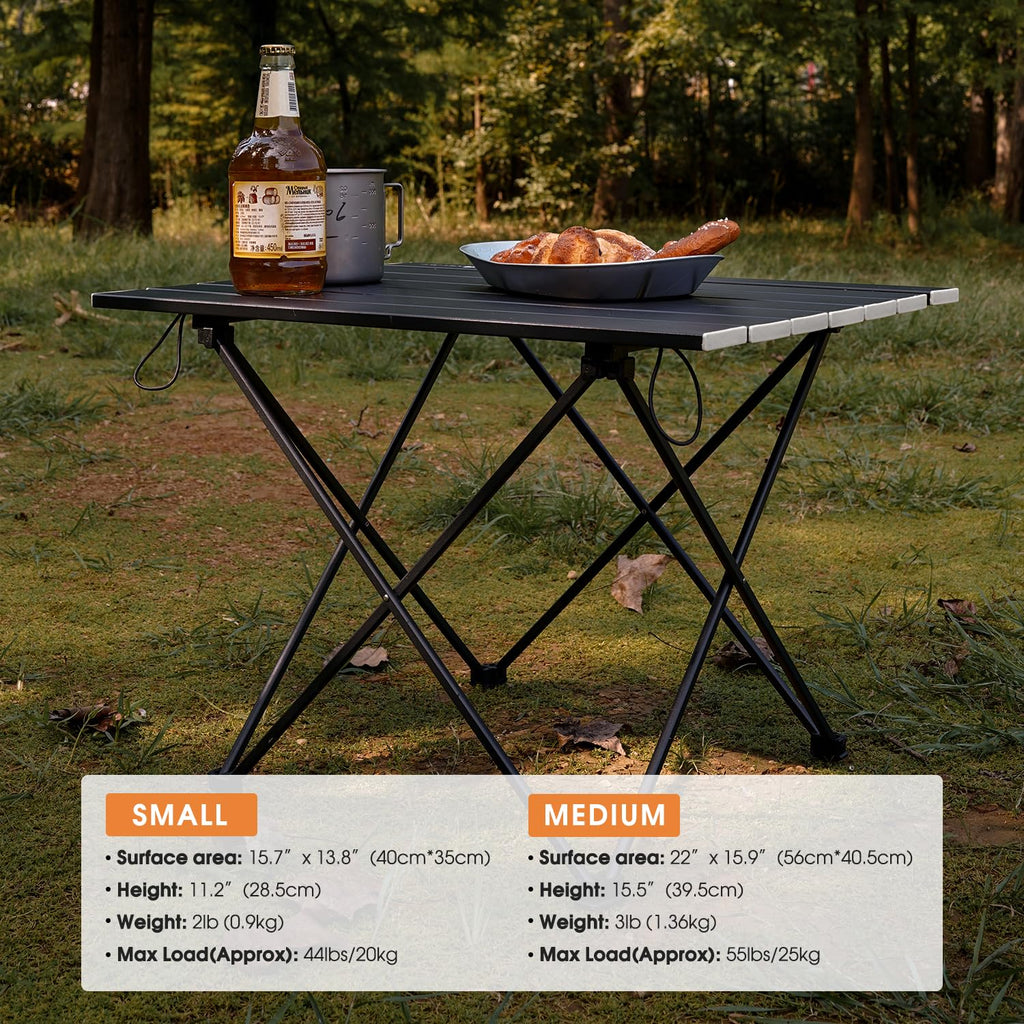 Ultralight Folding Camping Table with Carry Bag Black Q97946
