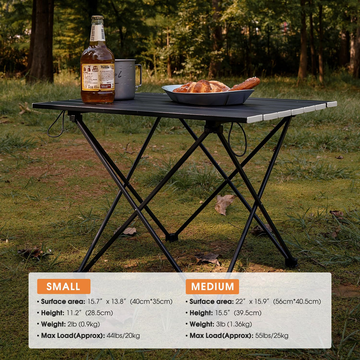 Ultralight Folding Camping Table with Carry Bag Black Q97946